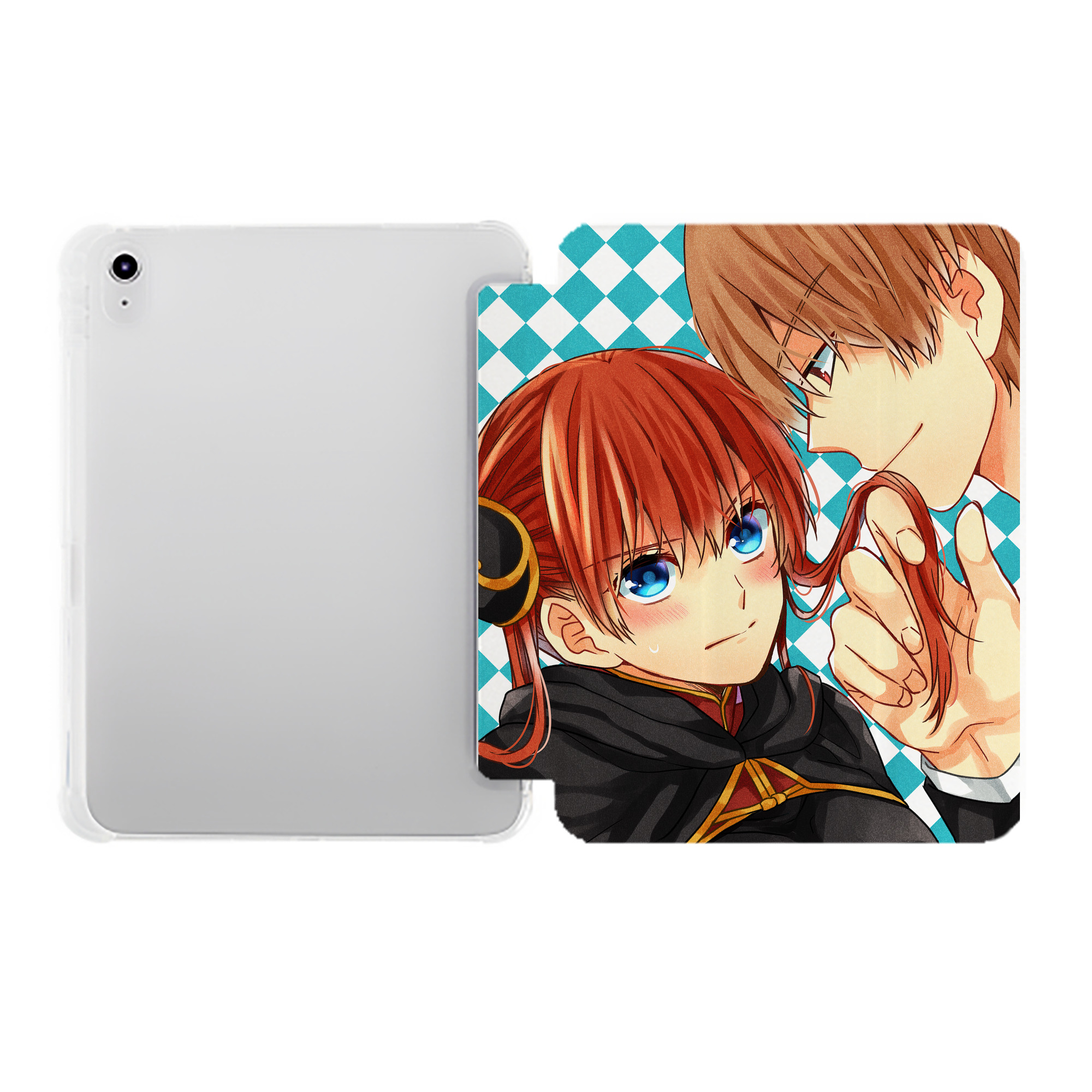 （画像用） ぎんたま 坂田銀時（さかたぎんとき） 神楽 志村新八（しむら しんぱち） GINTAMA Sakata Gintoki Kagura Shimura Shinpachi IPad ケース ペン収納付き 三つ折りスタンド PUレザー×シリコン 対応機種9.5/10.5/10.9インチ